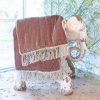 Plaid Fortuna en velours de soie et coton - Taupe