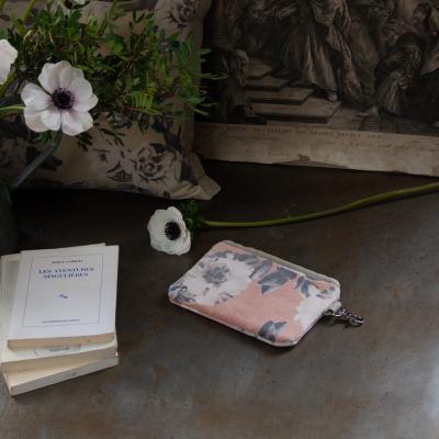 Trousse Plate en velours ANEMONE Rose Blush