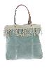 Sac cabas medium BOHO en velours de coton et gros lin - Céladon
