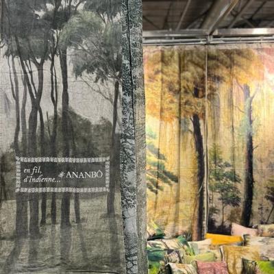 Rideau n°2 en étamine de lin imprimé ORENOQUE 140x280 cm - Panneau de gauche