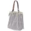 Sac cabas medium BOHO en velours de coton et gros lin - Lilas