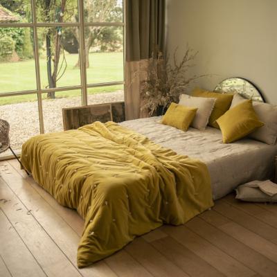 Plaid en velours de coton matelassé Lyric Jaune