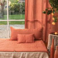 Très Grand Coussin Etamine en lin lavé 45x100 cm Terracotta