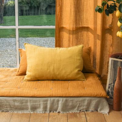 Grand Coussin Etamine en lin lavé 50x75 cm Ocre