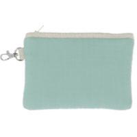 Trousse Plate Large SOIE - Dos en coton imprimé - Celadon