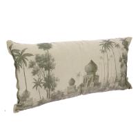 Coussin panoramique lin et velours BADALPUR beige - 50x100 cm  