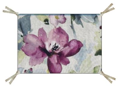 Coussin en velours imprimé FLORA 25x35 cm ECRU N°2