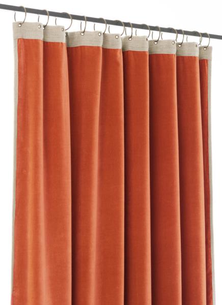 Rideau occultant Médicis en velours de coton Orange, prêt à poser ... Rideau occultant Médicis en velours de coton Orange, prêt à poser ...
