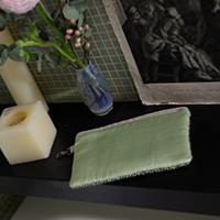 Trousse Plate SOIE - Dos en coton imprimé - Vert