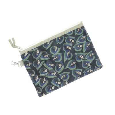 Trousse plate Large ART DECO Velours INDIGO