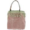 Sac cabas medium BOHO en velours de coton et gros lin - Rose Poudre