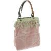 Sac cabas medium BOHO en velours de coton et gros lin - Rose Poudre