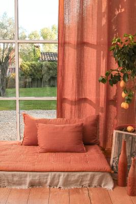 Coussin Etamine 40X55 en lin lavé Terracotta