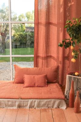 Très Grand Coussin Etamine en lin lavé 45x100 cm Terracotta