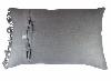 Grand coussin frangé en lin - 50x75cm gris