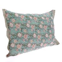 Grand coussin en coton imprimé PENSEE Eté 50x75 cm CELADON