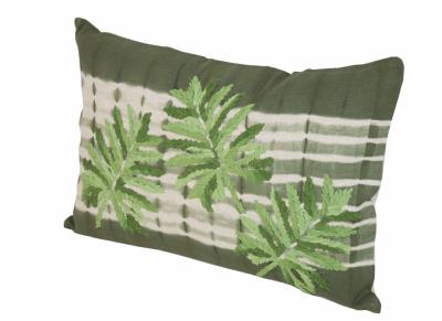 Coussin Brodé en lin Tropical Fumée