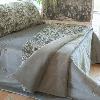 Bout de Lit en velours de coton matelassé Goa Beige