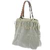 Sac cabas medium BOHO en velours de coton et gros lin - Beige