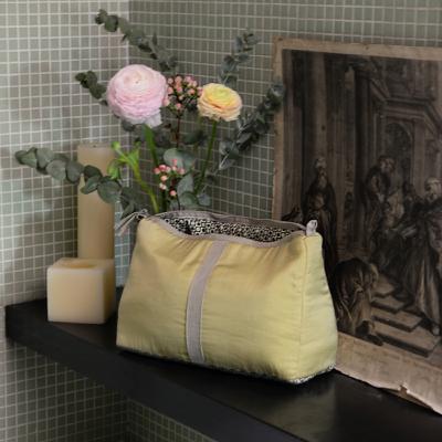 Trousse de toilette Extra Large SOIE - Dos en coton imprimé - Tabac