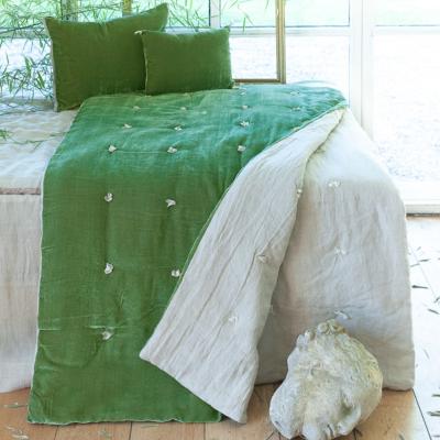 Bout de lit Fortuna en velours de soie et lin - Avocat