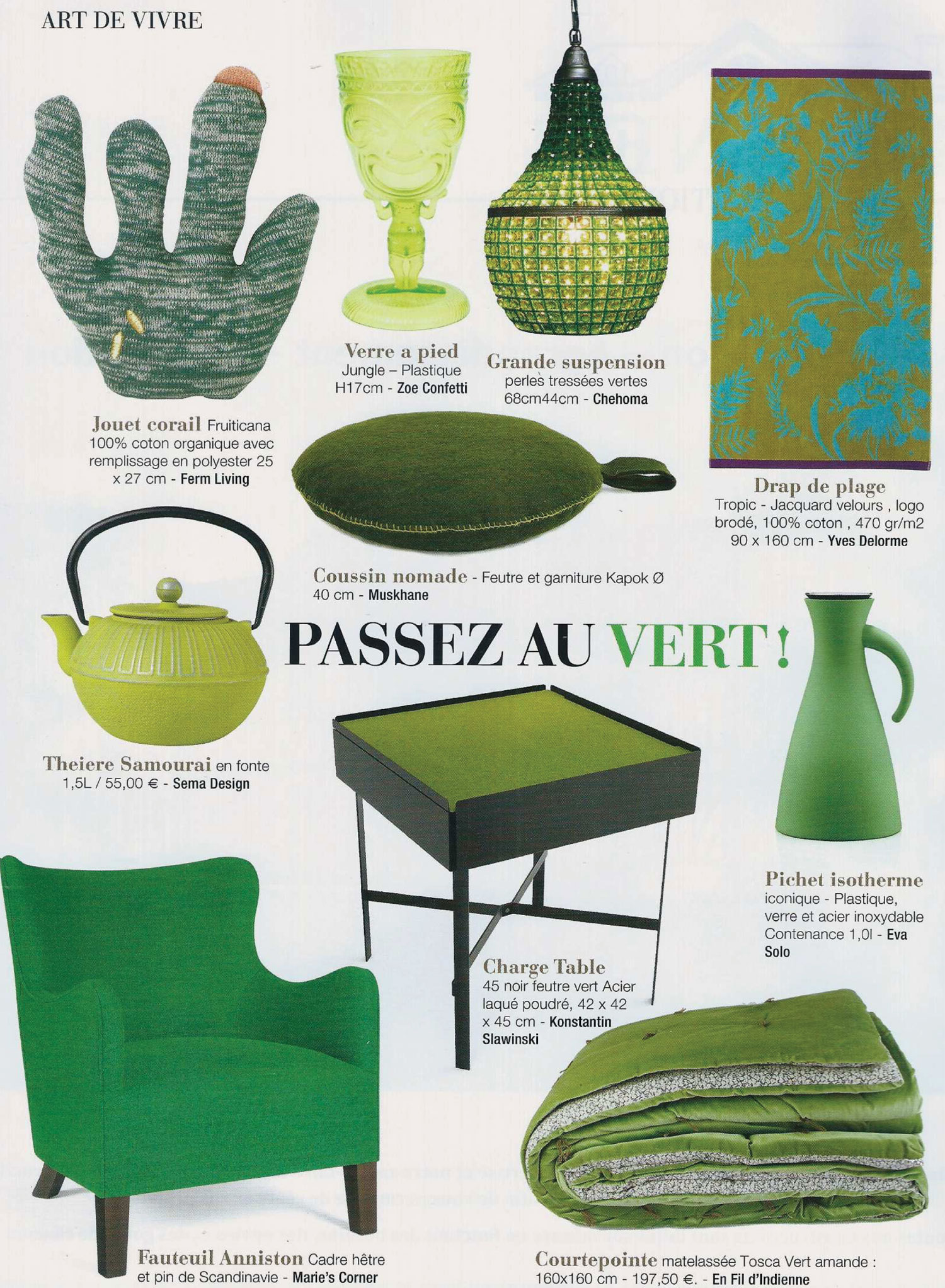 dessus de lit tosca en velours de coton vert