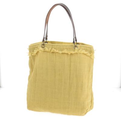Sac Cabas Médium en lin lavé Ocre - Anses en cuir