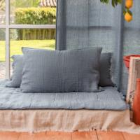 Grand Coussin Etamine en lin lavé 50x75 cm Indigo