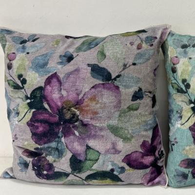 Coussin en velours imprimé FLORA 45x45 cm POUDRE