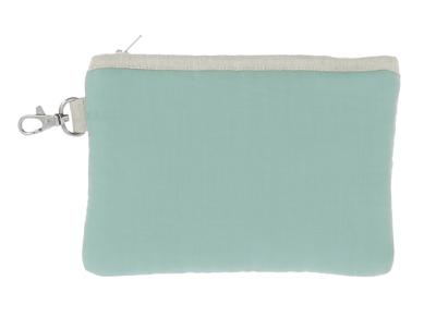 Trousse Plate Large SOIE - Dos en coton imprimé - Celadon