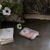 Trousse Plate en velours ANEMONE Rose Blush