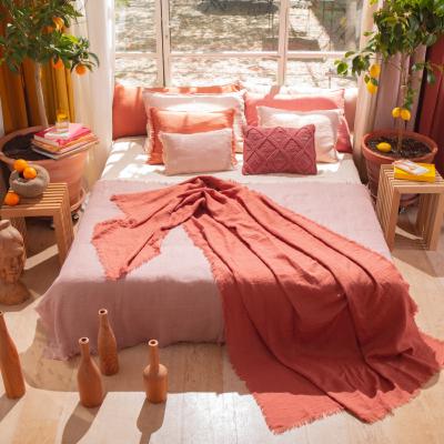 Plaid en lin lavé Etamine - Terracotta