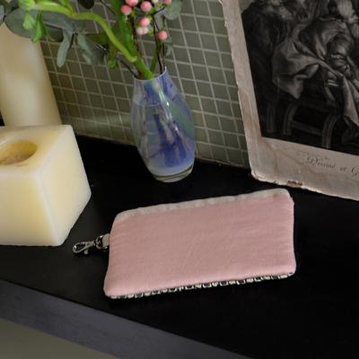 Trousse Plate SOIE - Dos en coton imprimé - Blush