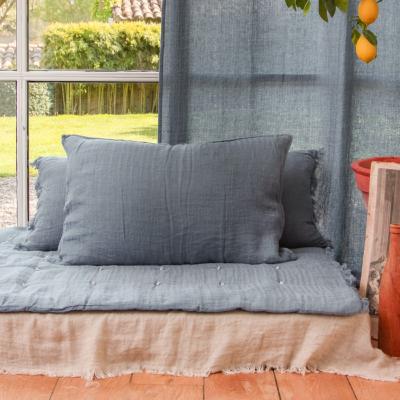 Grand Coussin Etamine en lin lavé 50x75 cm Indigo