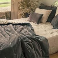 Plaid en velours de coton matelassé Lyric Anthracite