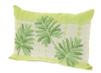 Coussin Brodé en lin Tropical Céleri