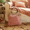 Sac cabas medium BOHO en velours de coton et gros lin - Rose Poudre