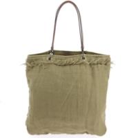 Sac Cabas Médium en lin lavé bambou - Anses en cuir
