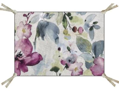 Coussin en velours imprimé FLORA 25x35 cm ECRU N°1