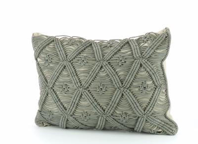 Coussin Macramé Gris